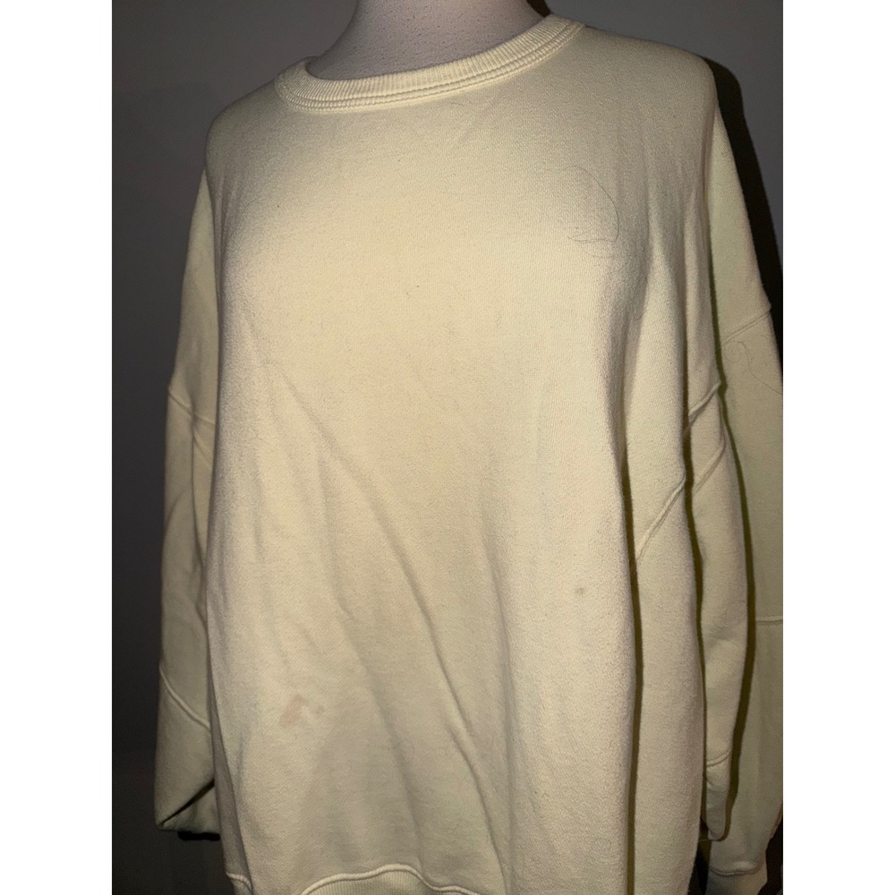 Aerie Womens Oversized Crewneck‎ Sweatshirt Pale Yellow L Loungewear Pullover A7 - Picture 5 of 9